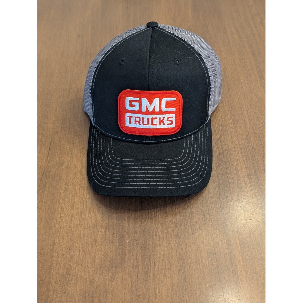 GMC Trucks Richardson 112 Trucker Hat Black Gray Snapback Patch Mesh Cap